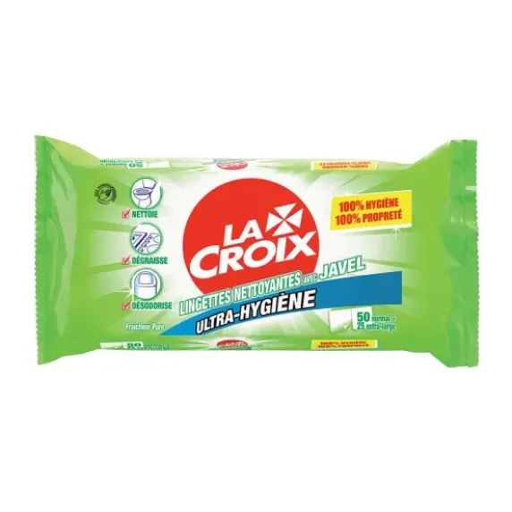 LINGETTES AVEC JAVEL ULTRA-HYGIÈNE MULTI-SURFACES LA CROIX - boîte de 50