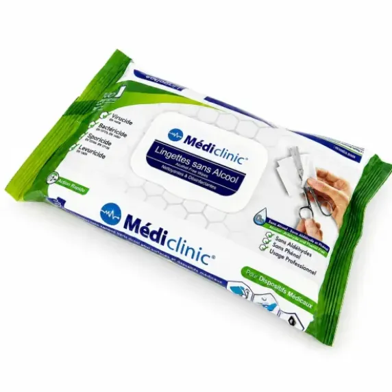 LINGETTES DÉSINFECTANTES SANS ALCOOL MÉDICLINIC - Sachet de 100