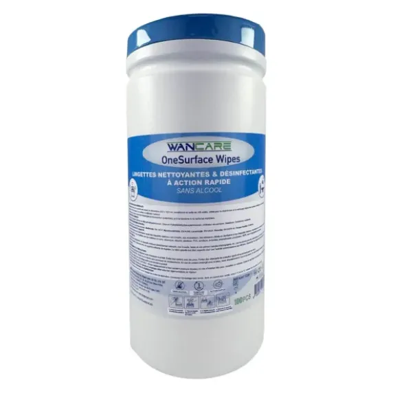 LINGETTES DÉSINFECTANTES SANS ALCOOL WANCARE GRAND FORMAT - Boîte de 100