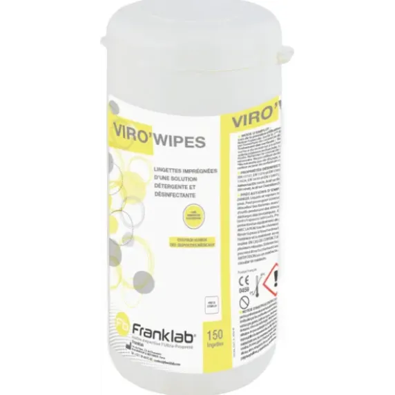 LINGETTES DÉSINFECTANTES VIRO WIPES HAUT NIVEAU FRANKLAB - boîte de 150