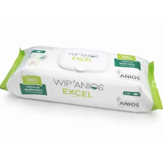 LINGETTES DÉSINFECTANTES WIP'ANIOS EXCEL 180 X 200 MM ANIOS - boîte de 50