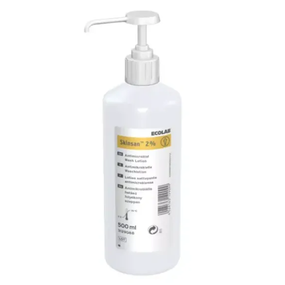LOTION LAVANTE ANTIMICROBIENNE SKINSAN 2% SANS PARFUM ECOLAB - flacon 500 ml à 1 l
