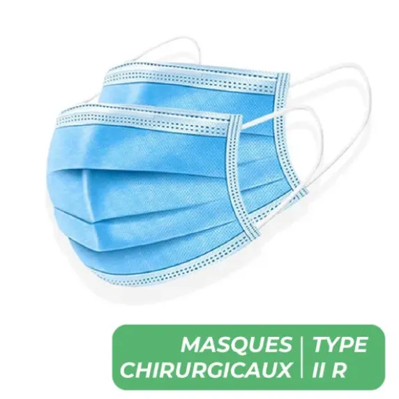MASQUES CHIRURGICAUX TYPE IIR 3 PLIS BLEUS MEDICLINIC - boîte de 50