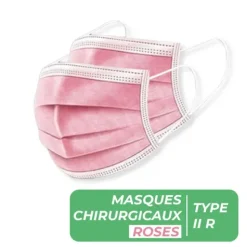 MASQUES CHIRURGICAUX TYPE IIR 3 PLIS ROSES - Boîte de 50