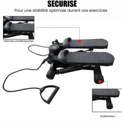 MINI STEPPER AVEC COMPTEUR ET BANDES DE RÉSISTANCE CARE - noir
