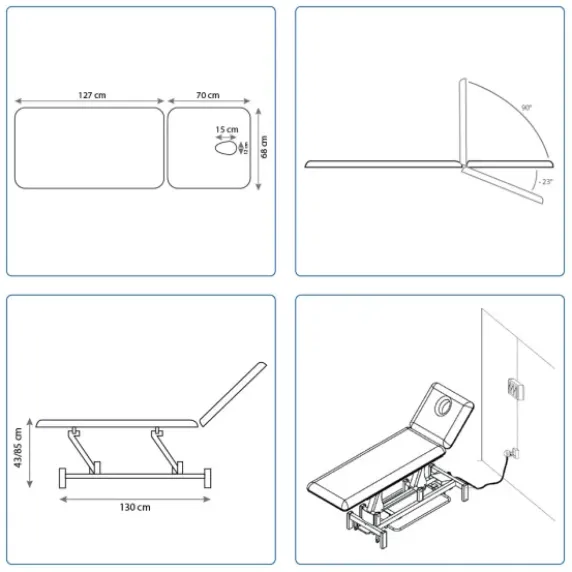 PACK DIVAN D'EXAMEN ÉLECTRIQUE DELTA 55 AVEC TABOURET PONY MEDICLINIC - pack offert