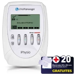 PACK ELECTROSTIMULATEUR COMPEX PRO PHYSIO 4 CANAUX CHATTANOOGA - 20 électrodes offertes