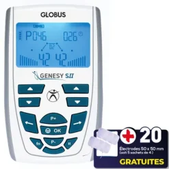 PACK ELECTROSTIMULATEUR GENESY S2 2 CANAUX GLOBUS - 20 électrodes offertes