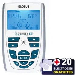 PACK ELECTROSTIMULATEUR GENESY S2 2 CANAUX GLOBUS - 20 électrodes offertes
