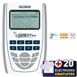 PACK ELECTROSTIMULATEUR GENESY 600 4 CANAUX GLOBUS - + 20 électrodes offertes