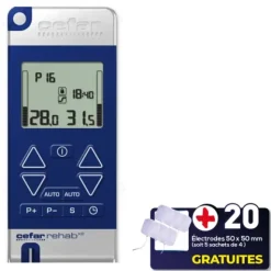 PACK ELECTROSTIMULATEUR REHAB X2 2 VOIES CEFAR - 20 électrodes offertes