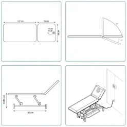 PACK KINÉ ESSENTIEL TABLE ÉLECTRIQUE COMPEX REHAB TABOURET - gris daytona