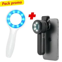 PACK LAMPE DE WOOD + DERMATOSCOPE DERMA MED30 NOIR - pack complet
