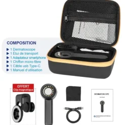 PACK LAMPE DE WOOD + DERMATOSCOPE DERMA MED30 NOIR - pack complet