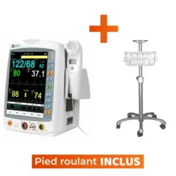 PACK MONITEUR PATIENT MED 900 IMPRIMANTE INTÉGRÉE LEPU MEDICAL + CHARIOT ROULANT - 5 paramètres