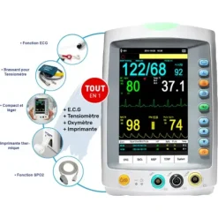 PACK MONITEUR PATIENT MED 900 IMPRIMANTE INTÉGRÉE LEPU MEDICAL + CHARIOT ROULANT - 5 paramètres