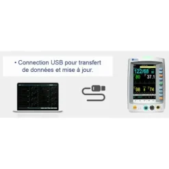 PACK MONITEUR PATIENT MED 900 IMPRIMANTE INTÉGRÉE LEPU MEDICAL + CHARIOT ROULANT - 5 paramètres