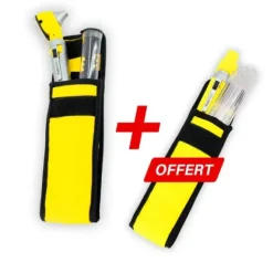 PACK OTOSCOPE FO + LAMPE PORTE ABAISSE LANGUE COLOR LED JAUNE MEDICLINIC - jaune
