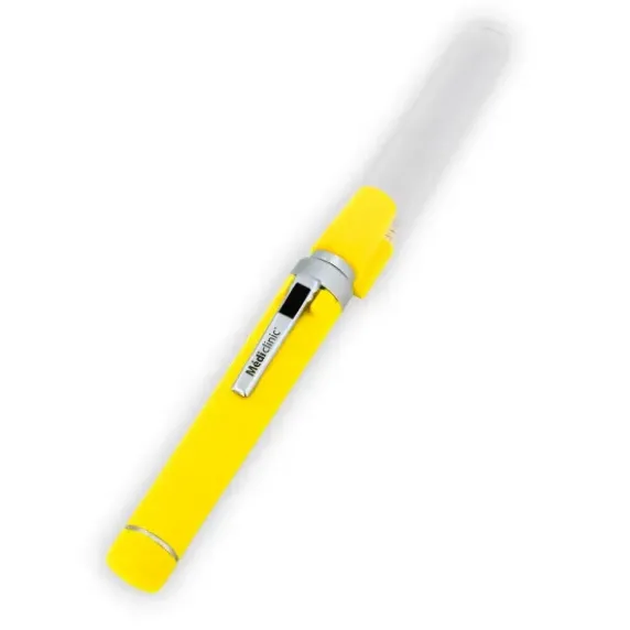 PACK OTOSCOPE FO + LAMPE PORTE ABAISSE LANGUE COLOR LED JAUNE MEDICLINIC - jaune