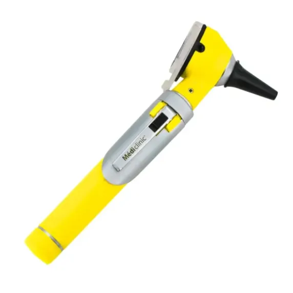 PACK OTOSCOPE FO + LAMPE PORTE ABAISSE LANGUE COLOR LED JAUNE MEDICLINIC - jaune