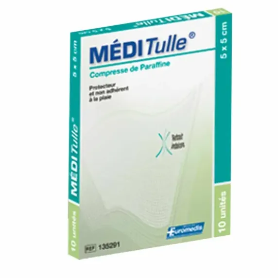 PANSEMENT TULLE GRAS MEDITULLE NON ADHÉRENT EUROMEDIS - boîte de 10