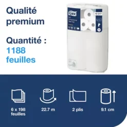 PAPIER HYGIÉNIQUE TRADITIONNEL 2 PLIS DOUX ET RÉSISTANT TORK - Lot de 12 x 6 rouleaux