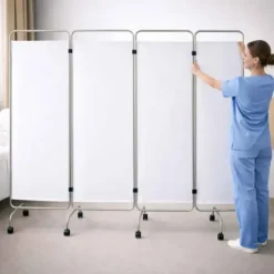 PARAVENT 4 PANNEAUX MEDICLINIC MOBILE INOX PVC M1 MEDICLINIC
