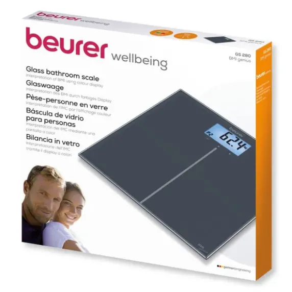PESE PERSONNE GS280 BMI GENIUS ECRAN COULEUR BEURER - verre 30 x 30 cm