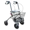 ROLLATOR 4 ROUES CRISTALLO AVEC PORTE CANNE EUROMEDIS - gris métallisé