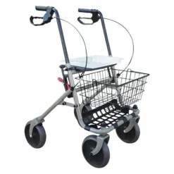 ROLLATOR 4 ROUES CRISTALLO AVEC PORTE CANNE EUROMEDIS - gris métallisé