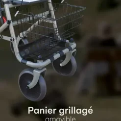 ROLLATOR 4 ROUES CRISTALLO AVEC PORTE CANNE EUROMEDIS - gris métallisé