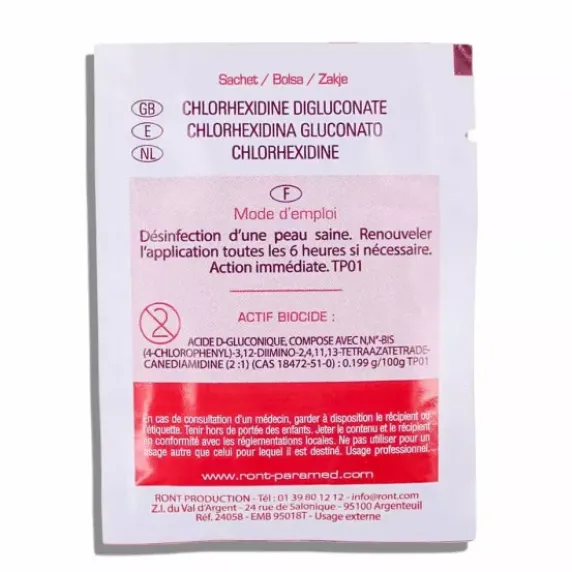 SACHET DE LINGETTES CHLORHEXIDINE ANTISEPSIE RAPIDE RONT - sachet de 10