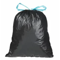 SACS POUBELLES À LIENS COULISSANTS POLYÉTHYLÈNE NOIR - colis de 200 sacs