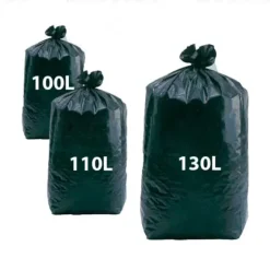 SACS POUBELLES STANDARDS NOIR POLYÉTHYLÈNE AVEC SOUFFLETS - 100 l, 110 l, 130 l