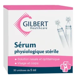SERUM PHYSIOLOGIQUE GILBERT STÉRILE LABORATOIRES GILBERT - boîte de 32 unidoses de 50 ml