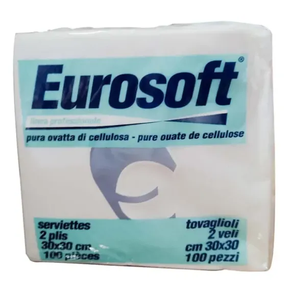 SERVIETTES LUNCH BLANCHES 2 PLIS ABSORBANTES - paquet de 200