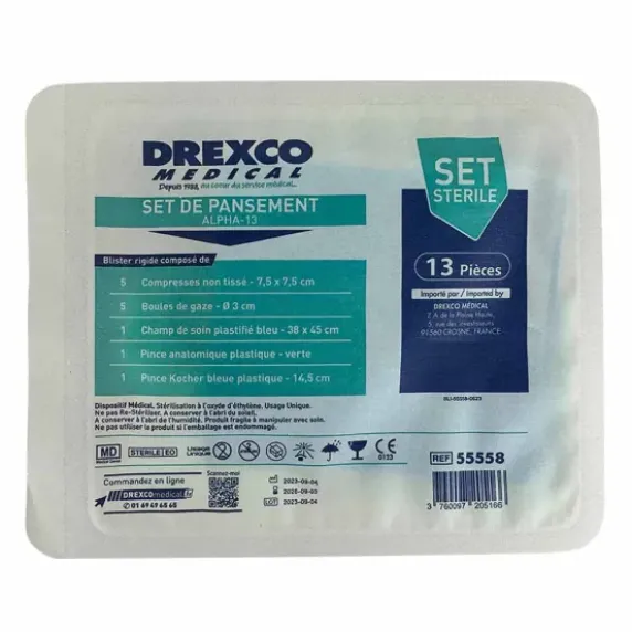 SET DE PANSEMENT ALPHA 13 STÉRILE MEDICLINIC - boîte de 5 sets