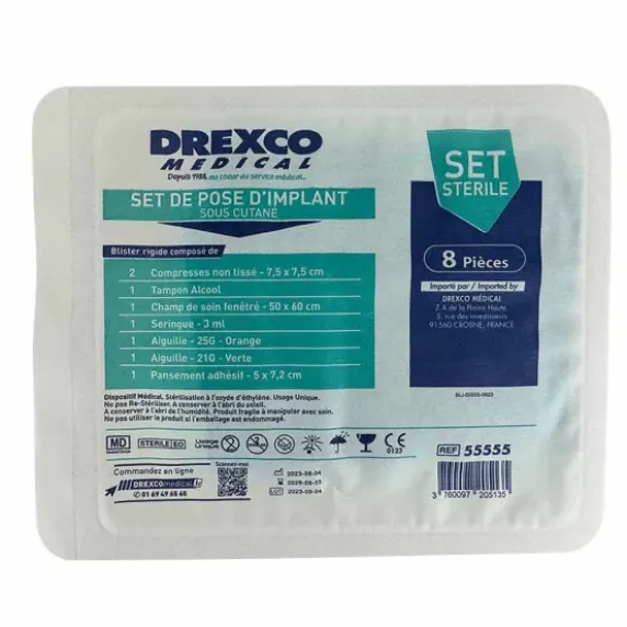 SET DE POSE D'IMPLANT SOUS-CUTANÉ STÉRILE MEDICLINIC - boîte de 5 sets