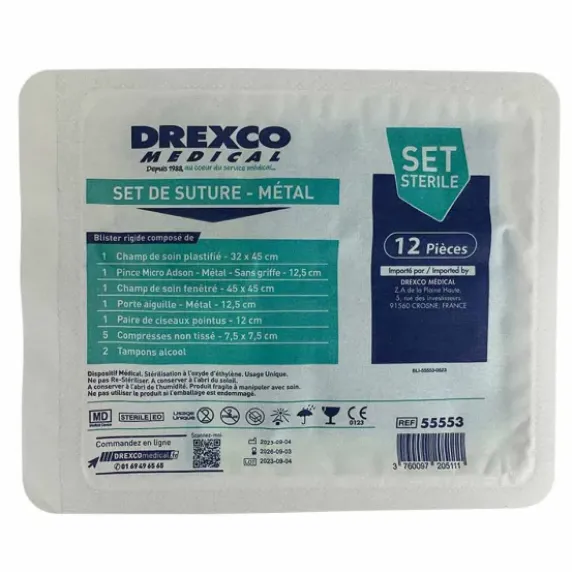 SET DE SUTURE MÉTAL STÉRILE MEDICLINIC - boîte de 5 sets