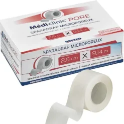 SPARADRAPS MICROPOREUX FIXATION DOUCE MEDICLINIC - 12 rouleaux blancs