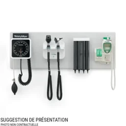 STATION MURALE DIAGNOSTIC 3.5 V MACROVIEW + OPHTALMOSCOPE WELCH ALLYN - 2 poignées