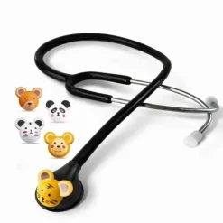 STÉTHOSCOPE ENFANT SIMPLE PAVILLON BAGUE ANTI-FROID MEDICLINIC - 5 clips animaux