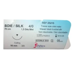 SUTURE EN SOIE NOIRE NON RÉSORBABLE (BOITE DE 36)