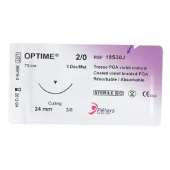 SUTURE OPTIME - TRESSE D'ACIDE POLYGLYCOLIQUE RÉSORBABLE (BOITE DE 36)