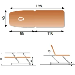 TABLE DE MASSAGE PICASSO FERROX 2 PLANS 192x65CM