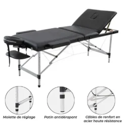 TABLE DE MASSAGE PLIANTE BETA FLEX NOIRE MEDICLINIC - noire