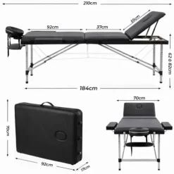 TABLE DE MASSAGE PLIANTE BETA FLEX NOIRE MEDICLINIC - noire