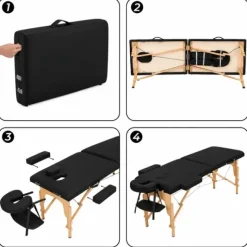 TABLE DE MASSAGE PLIANTE NOIR BOIS - ALPHA WOOD