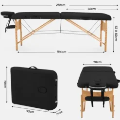 TABLE DE MASSAGE PLIANTE NOIR BOIS - ALPHA WOOD