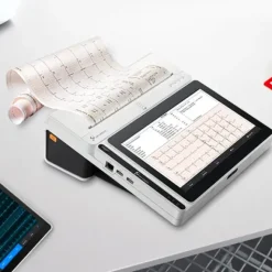 TABLETTE ECG T180 12 PISTES AVEC BASE IMPRIMANTE LEPU MEDICAL - blanc
